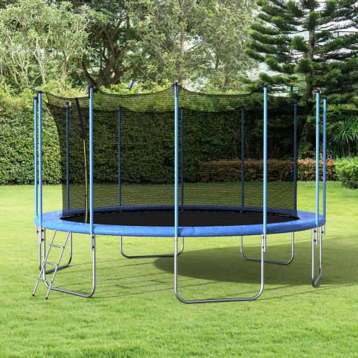 16FT Round Trampoline with Safety Enclosure Net & Ladder, Spring Cover Padding