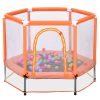 55-inch Toddlers Trampoline with Safety Enclosure Net and Balls, Indoor Outdoor