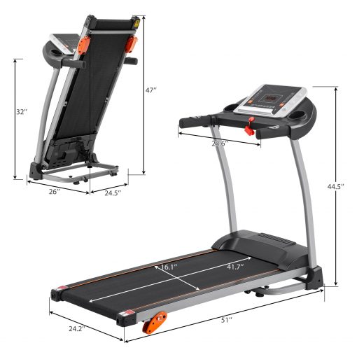 1.5HP Electric Running, Jogging & Walking Machine with Device Holder & Pulse Sensor