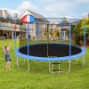 15ft Trampoline For Kids With Safety Enclosure Net, Basketball Hoop And Ladder
