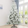7ft Artificial Hinged Pine Tree With White Realistic Tips Unlit