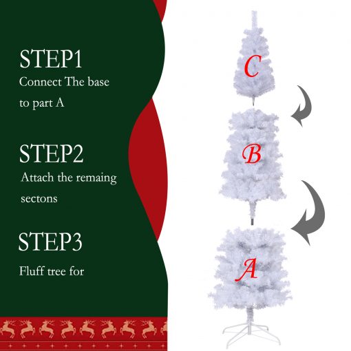 7.5ft Slim Artificial Christmas Tree Includes Foldable Metal Stand
