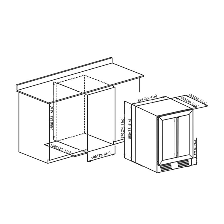 SOTOLA 24'' Wine Cooler Refrigerator - Dimensions