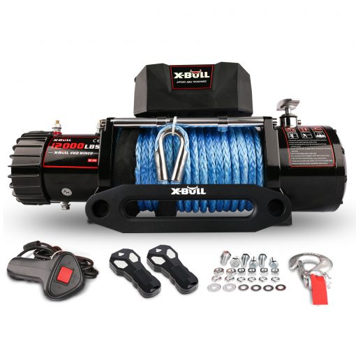 X-Bull 12v 12000lbs Electric Winch, Blue Synthetic Rope
