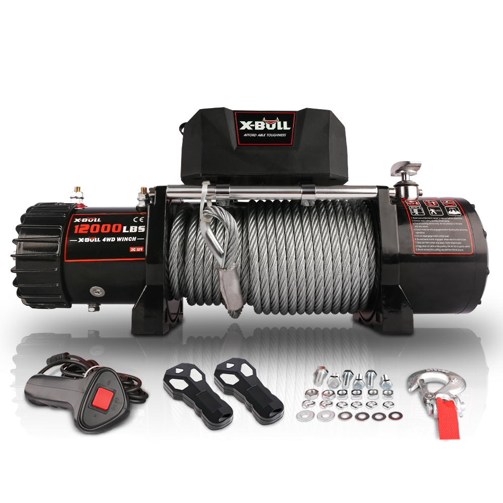 X-Bull 12v Synthetic Rope Electric Winch - 12000 lb. Load Capacity