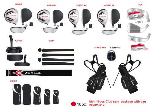 Murtisol 16-Piece Golf Club Set For Men, Black/Red