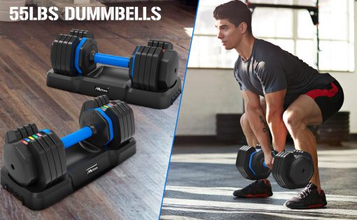 Adjustable Dumbell - 55lb Single Dumbbell With Anti-slip Handle, Fast Adjust Weight By Turning Handle With Tray, Exercise Fitness Dumbbell Suitable For Full Body Workout