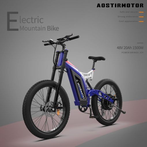 AOSTIRMOTOR 26" S17-1500W Electric Bike Fat Tire P7 48V 20AH Removable Lithium Battery for Adults