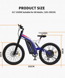 AOSTIRMOTOR 26" S17-1500W Electric Bike Fat Tire P7 48V 20AH Removable Lithium Battery for Adults