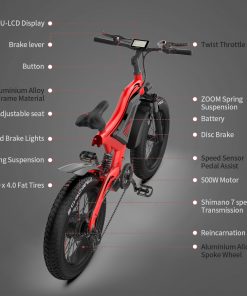 AOSTIRMOTOR S18-MINI-Red Electric Bicycle 500W