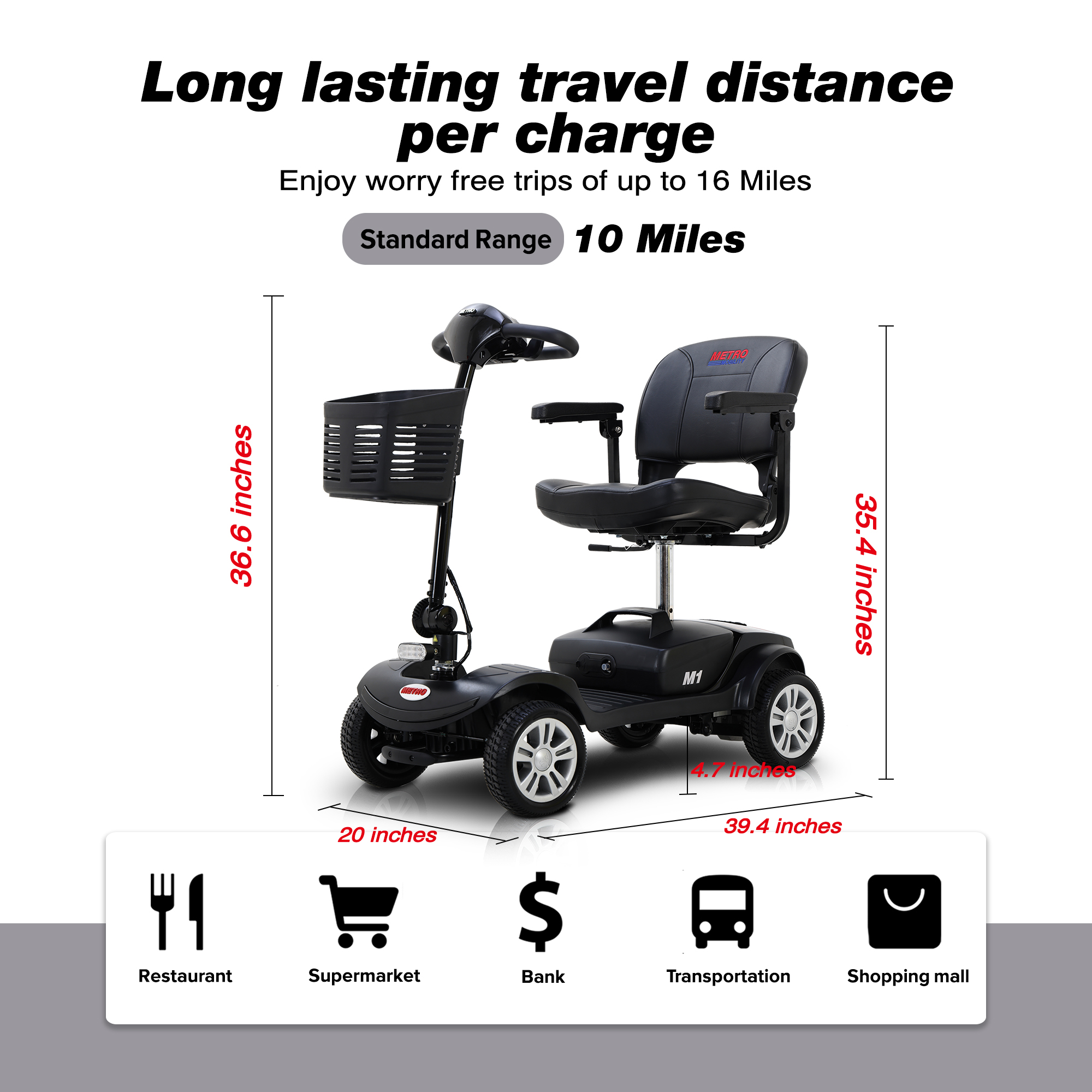 Four wheels Compact Travel Mobility Scooter with 300W Motor for Adult 1