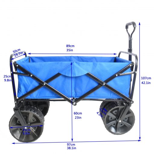 Folding Wagon Garden Cart, Blue