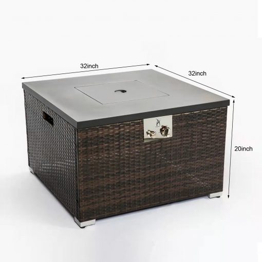 Outdoor Square Fire Pit Table With Propane Tank Cover
