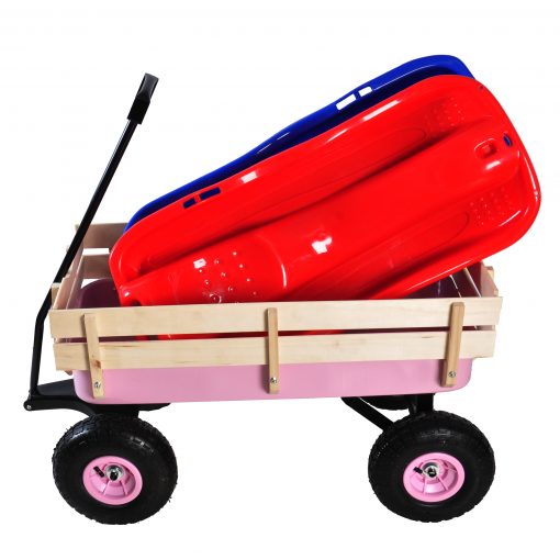 Outdoor All Terrain Wagon Cart with Wood Railing Air Tires