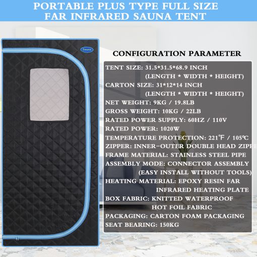 Portable Plus Type Full Size Far Infrared Sauna Tent