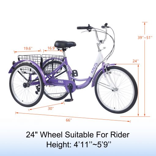 24 Inch 7 Speed 3-Wheel Adult Bikes
