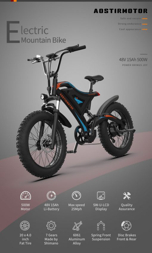 Aostirmotor S18-mini Electric Bicycle, 26" Fat Tire