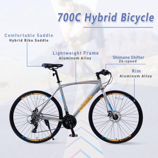 24 Speed Hybrid Bike, Sliver