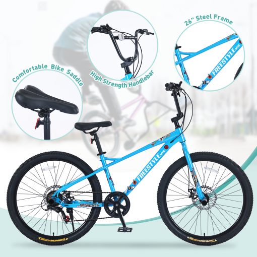 26 Inch Children's Bicycle For Boys Girls, Double Disc Brakes
