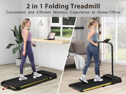 0.6-7.6MPH 2.5HP 2 in 1 Folding Treadmill