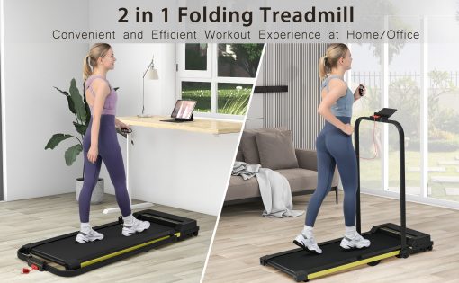 0.6-7.6MPH 2.5HP 2 in 1 Folding Treadmill