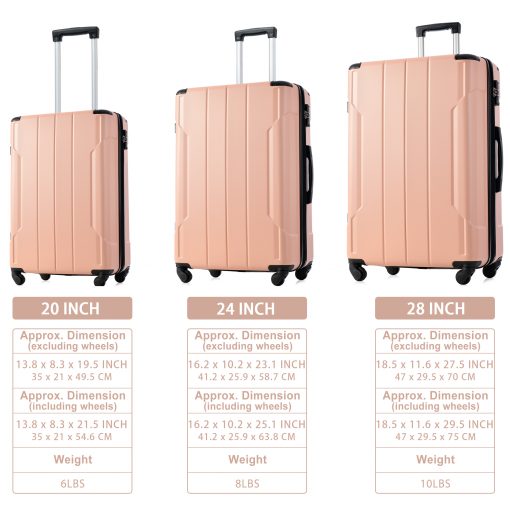 Lightweight Hardshell Luggage Sets, 3 Pcs 20'' 24'' 28''